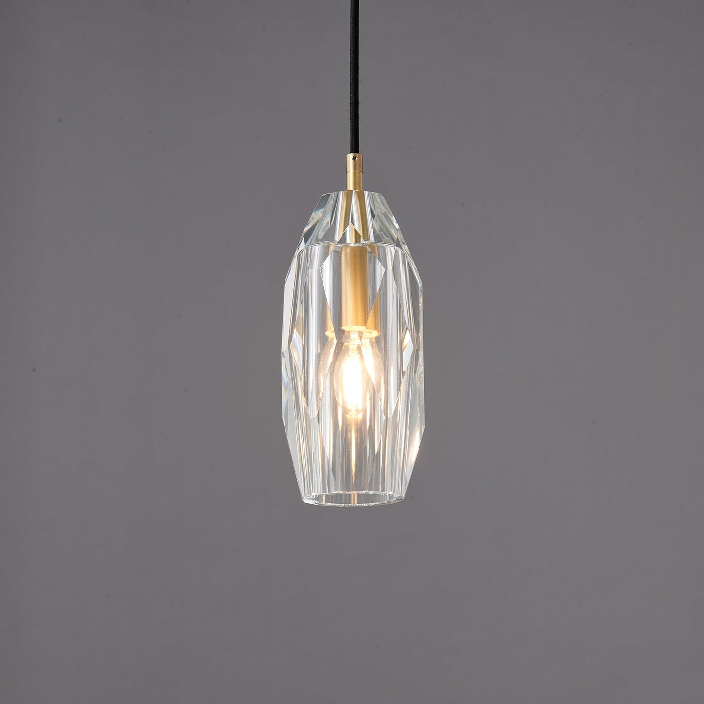 Ecliptique Series Pendant Lamp Model I Dia 4.7″ x H 9.8″ / Brass & Clear 1001 Pendant light