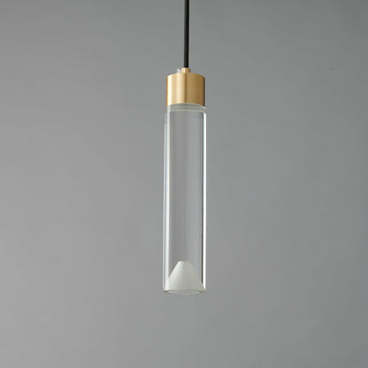 Ecliptique Series Pendant Lamp Model E Dia 2.3″ x H 9.8″ / Brass & Clear 1001 Pendant light