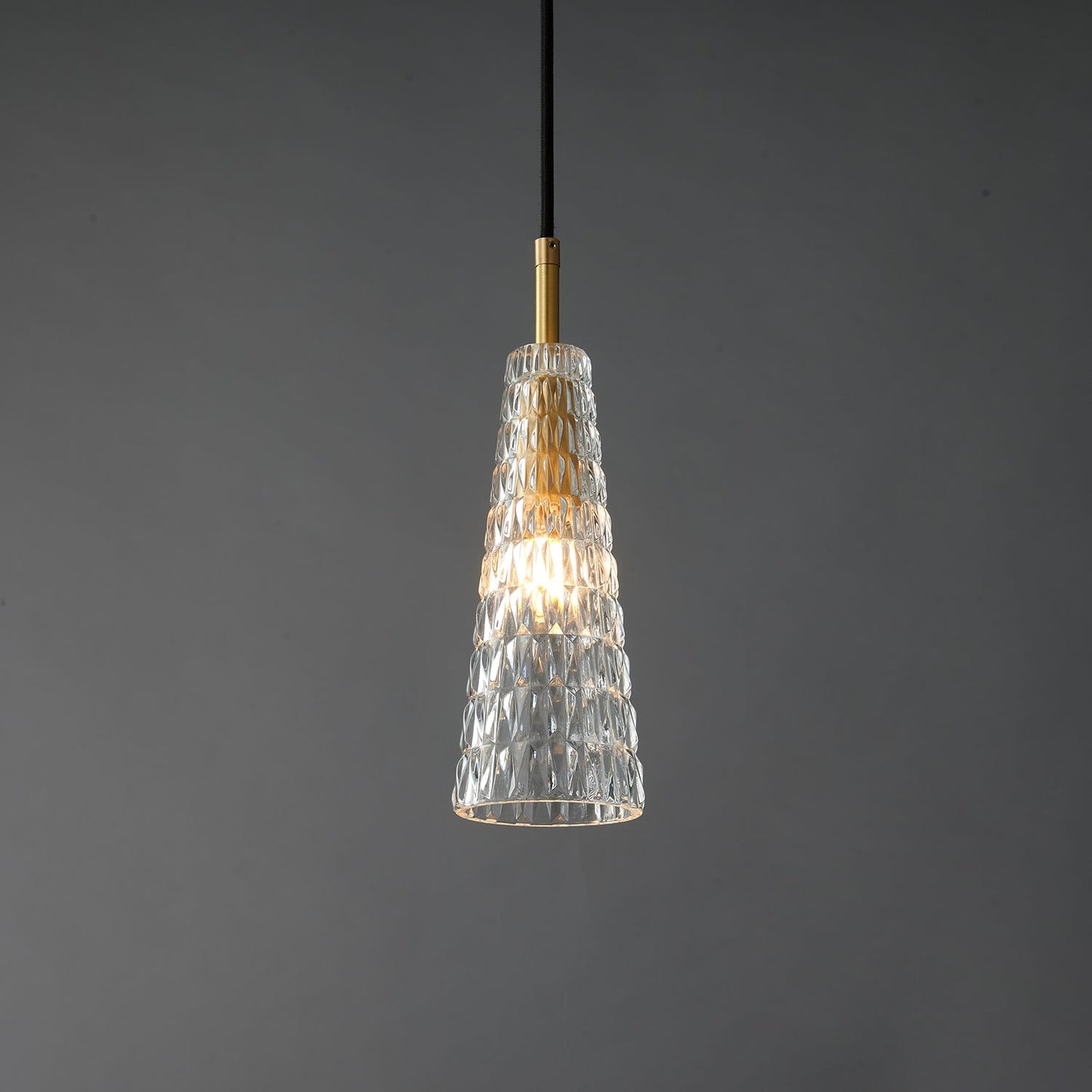 Ecliptique Series Pendant Lamp Model C Dia 3.9″ x H 11.8″ / Brass & Clear 1001 Pendant light