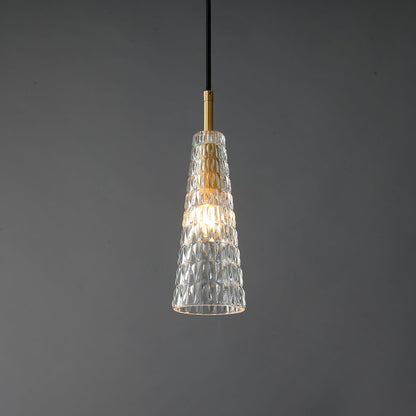 Ecliptique Series Pendant Lamp Model C Dia 3.9″ x H 11.8″ / Brass & Clear 1001 Pendant light