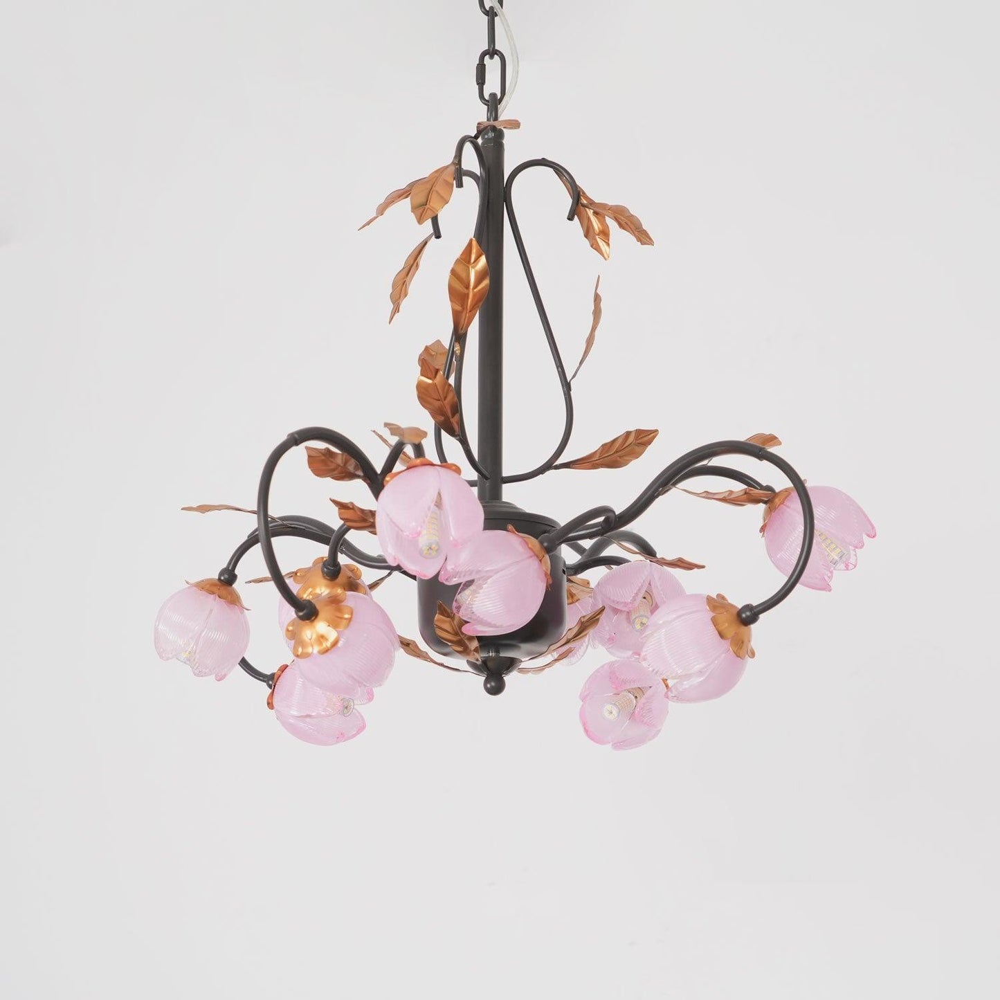 Eden’s Blossom Chandelier Φ 22.8″ x H 31.5″ / Dia 58cm x H 80cm / Black & Gold & Pink Flower Chandelier