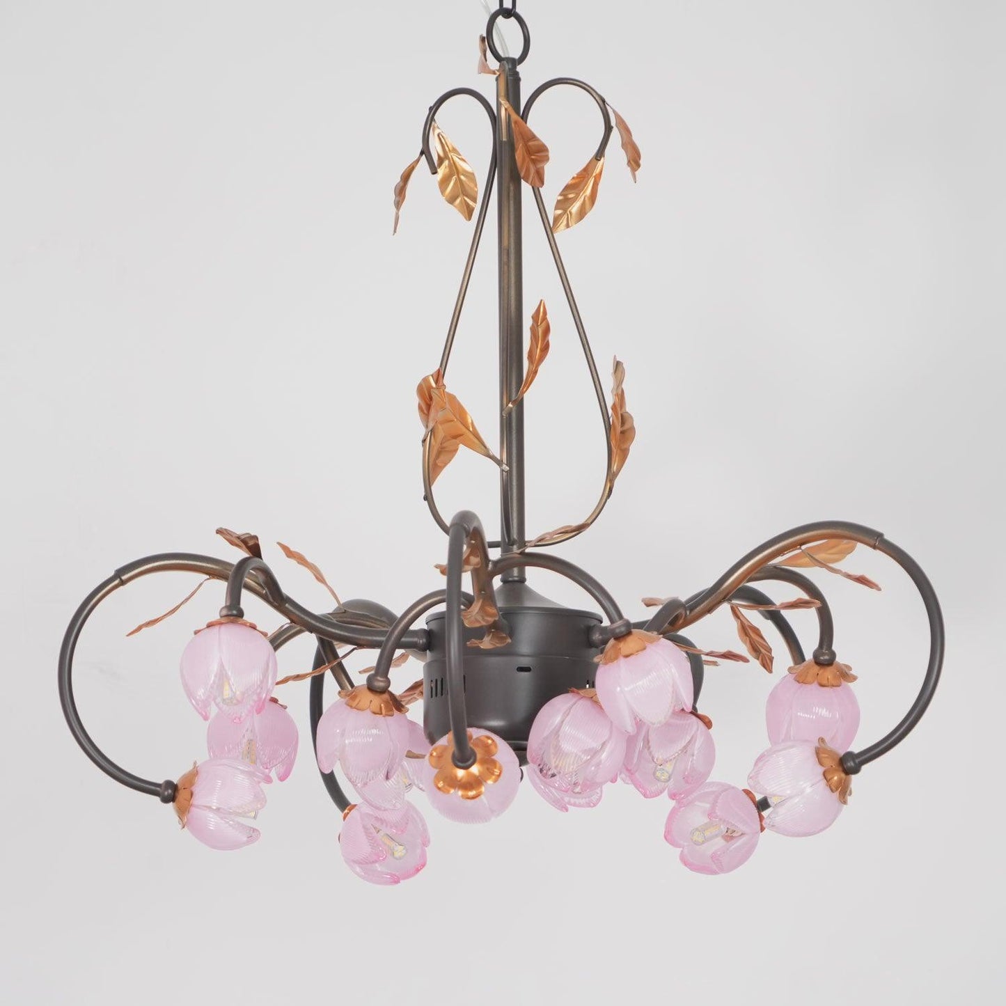 Eden’s Blossom Chandelier Φ 30.7″ x H 36.2″ / Dia 78cm x H 92cm / Black & Gold & Pink Flower Chandelier