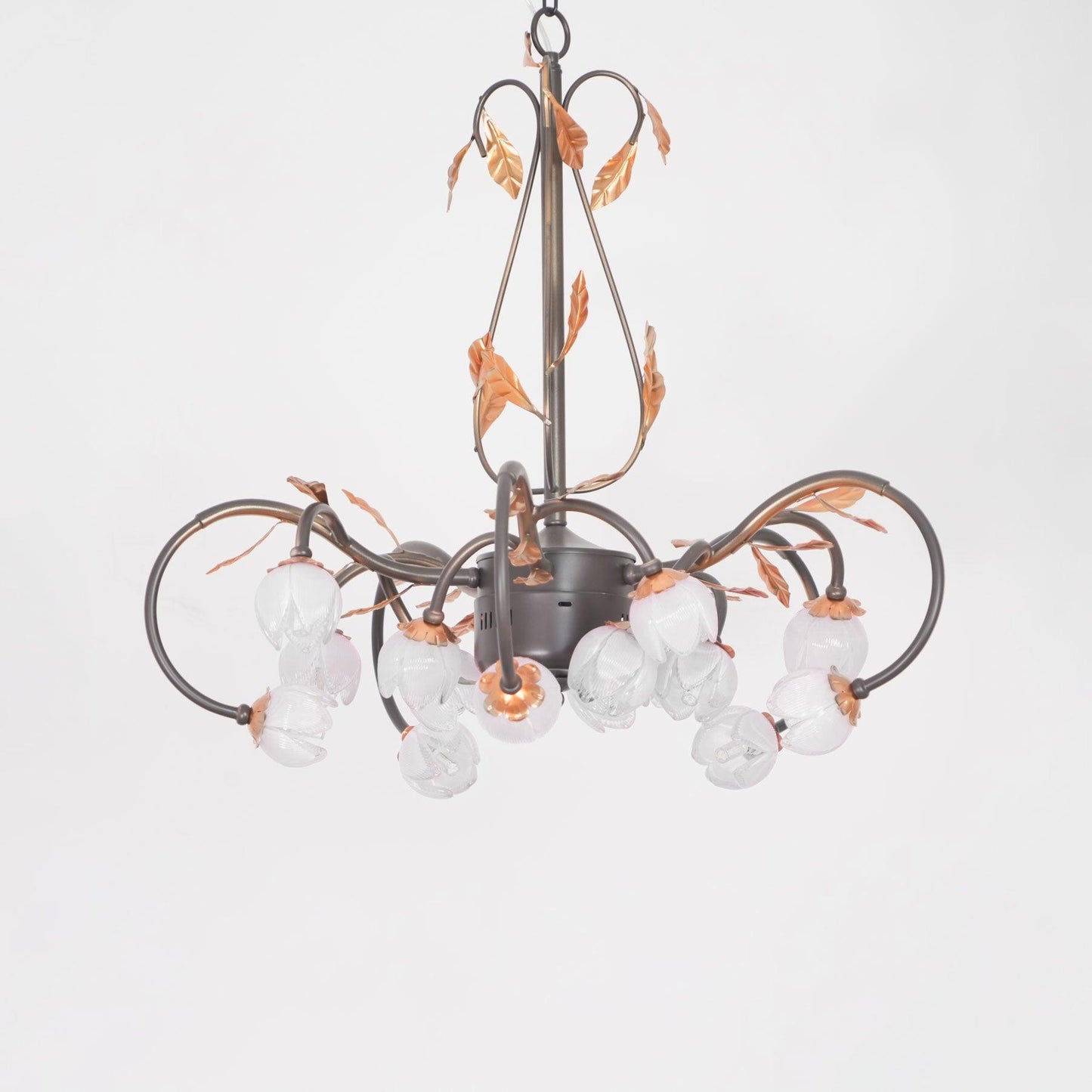 Eden’s Blossom Chandelier Φ 30.7″ x H 36.2″ / Dia 78cm x H 92cm / Black & Gold & White Flower Chandelier