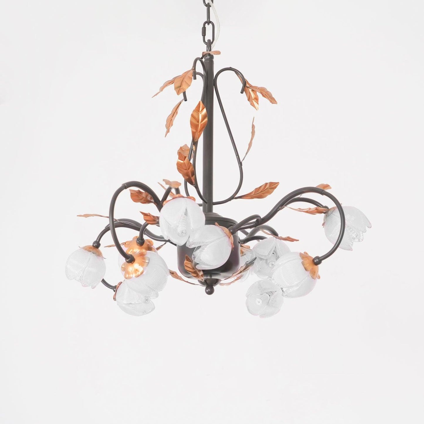 Eden’s Blossom Chandelier Φ 22.8″ x H 31.5″ / Dia 58cm x H 80cm / Black & Gold & White Flower Chandelier
