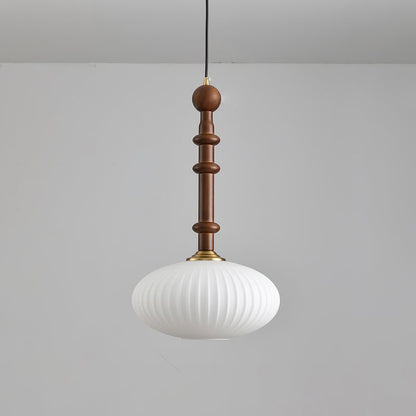 Edison Wood Pendant Light Dia 11.8″ x H 19.7″ / Dia 30cm x H 50cm / Walnut Color & White Pendant light