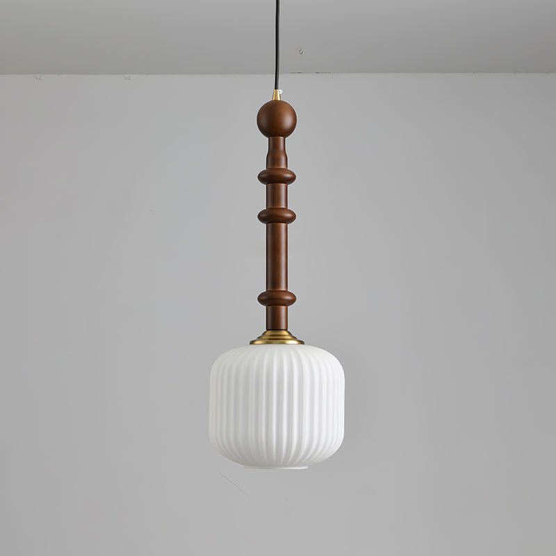 Edison Wood Pendant Light Dia 7.9″ x H 19.7″ / Dia 20cm x H 50cm / Walnut Color & White Pendant light
