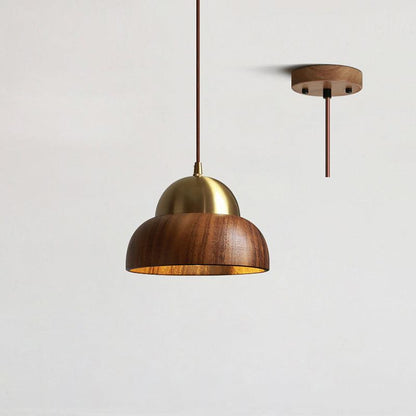 Edmund Pendant Light Dia 7.9″ x H 5.9″ / Dia 20cm x H 15cm / Brass＆Walnut color Pendant light