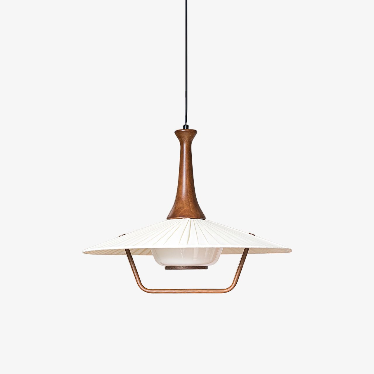 Eikon Pendant Lamp Dia 17.7″ x H 13.8″ / Walnut color & White Pendant light