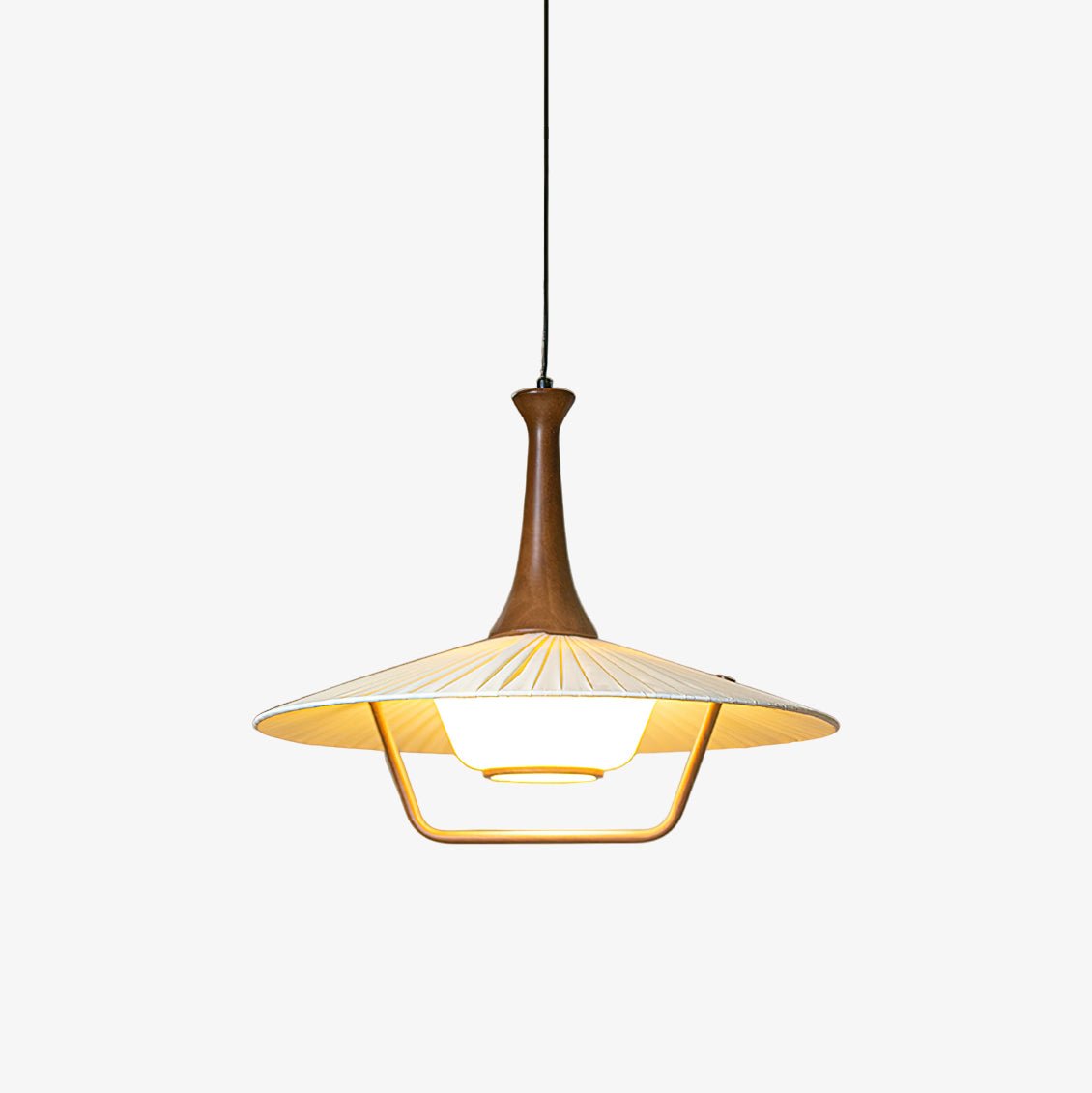 Eikon Pendant Lamp Dia 17.7″ x H 13.8″ / Walnut color & White Pendant light