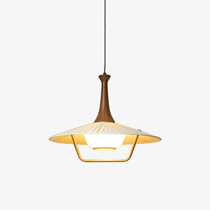 Eikon Pendant Lamp Dia 17.7″ x H 13.8″ / Walnut color & White Pendant light
