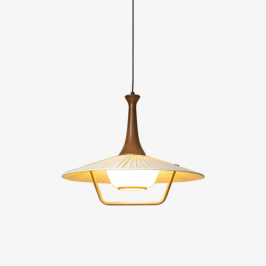 Eikon Pendant Lamp Dia 17.7″ x H 13.8″ / Walnut color & White Pendant light
