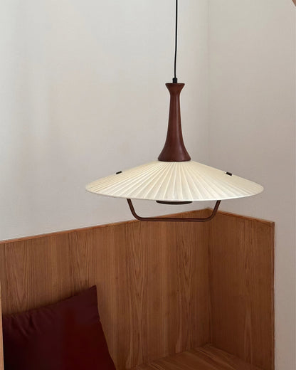 Eikon Pendant Lamp Dia 17.7″ x H 13.8″ / Walnut color & White Pendant light