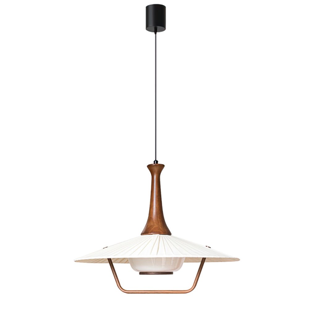 Eikon Pendant Lamp Dia 17.7″ x H 13.8″ / Walnut color & White Pendant light