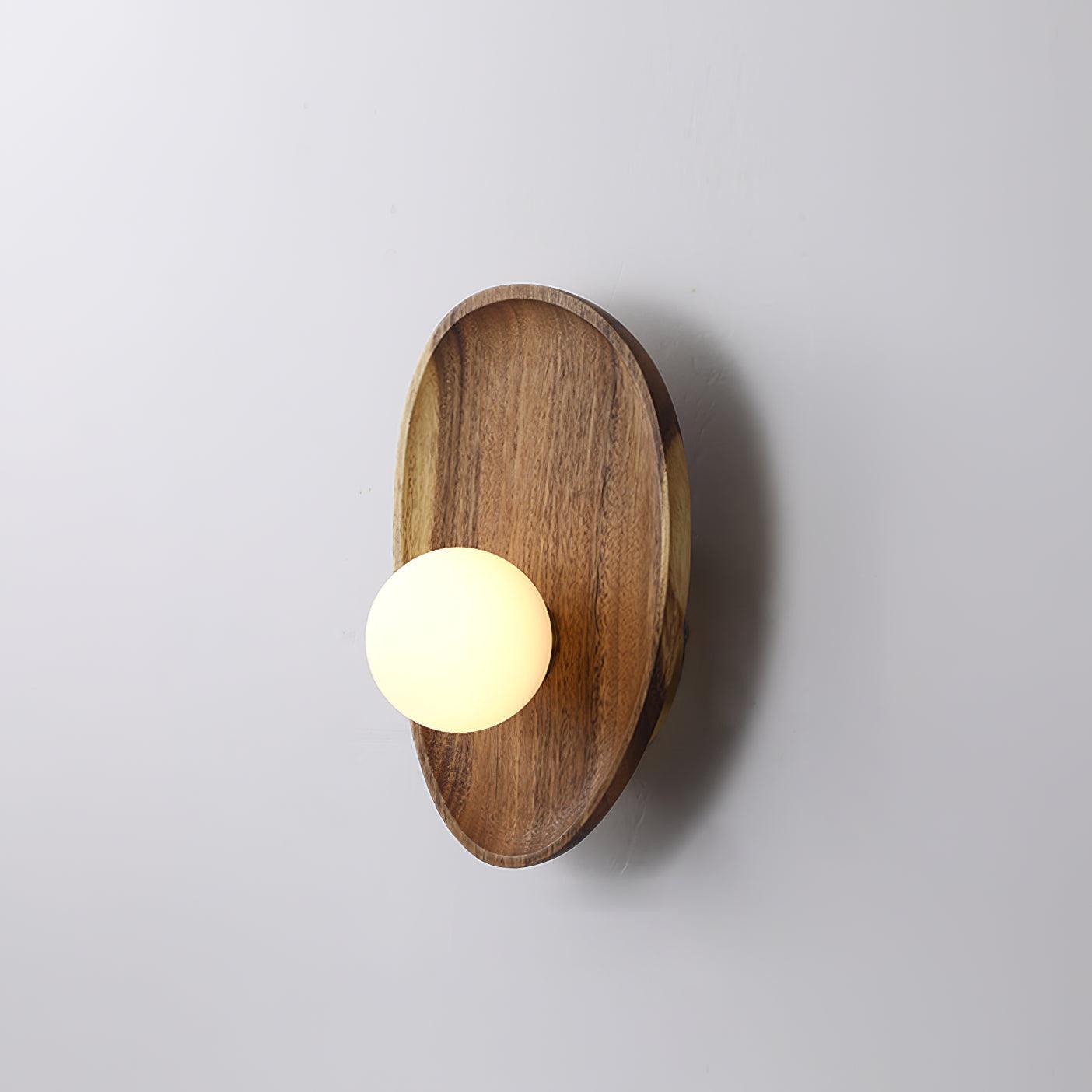 Eivor Wall Lamp ? 7.8″ x H 10.2″ / Dia 20cm x H 26cm / Walnut & White / Warm Light Wall lamp