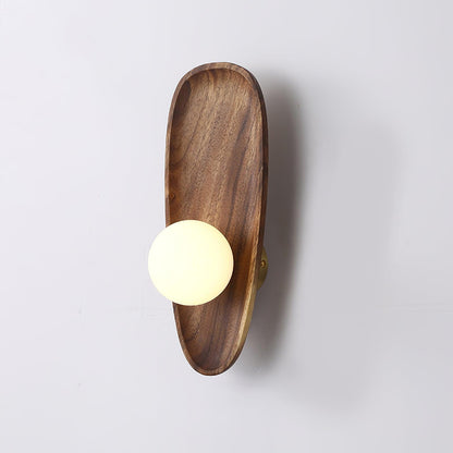 Eivor Wall Lamp ? 4.7″ x H 11.8″ / Dia 12cm x H 30cm / Walnut & White / Warm Light Wall lamp
