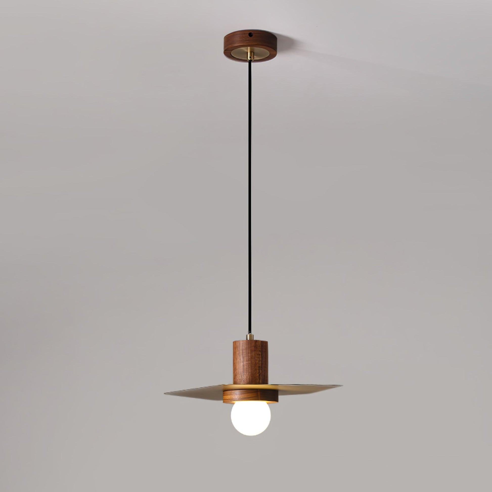 Elara Halo Pendant Lamp Dia 17.1″ x H 59.1″ / Dia 43.5cm x H 150cm / Walnut wood & Brass Pendant light