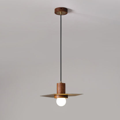Elara Halo Pendant Lamp Dia 17.1″ x H 59.1″ / Dia 43.5cm x H 150cm / Walnut wood & Brass Pendant light