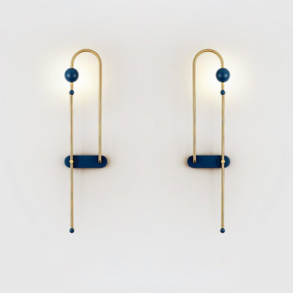 Electrical Circuit Wall Lamp W 7.1″ x H 29.5″ / W 18cm x H 75cm Set of 2 / Gold & Blue / Warm Light Wall lamp