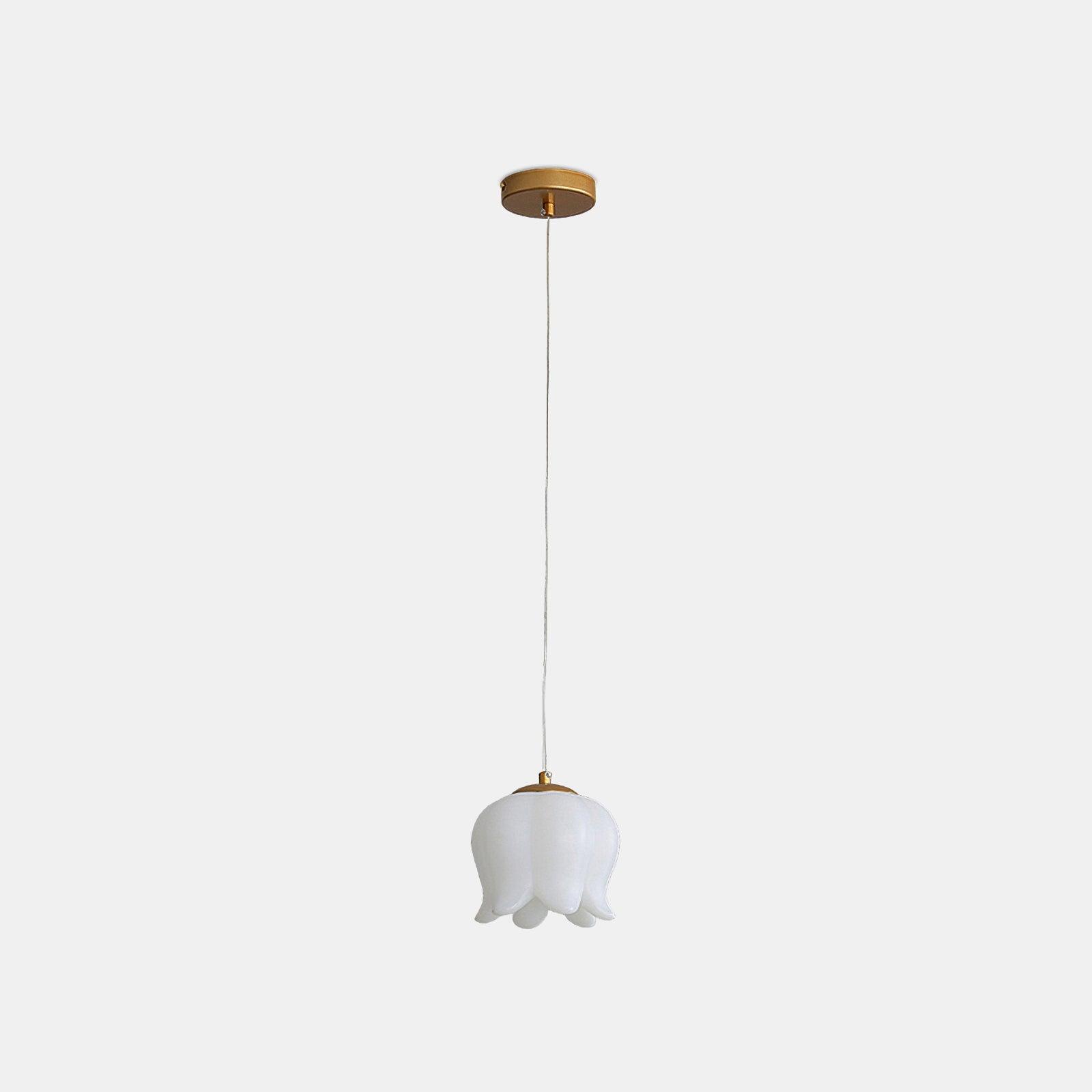 Elegant Floral Pendant Light 1 head Dia 5.9″ x H 59.1″ / Dia 15cm x H 150cm / Gold + White Acrylic Lampshade Pendant light