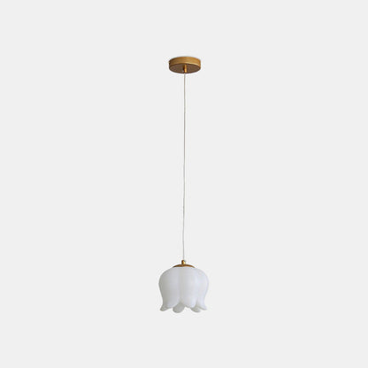Elegant Floral Pendant Light 1 head Dia 5.9″ x H 59.1″ / Dia 15cm x H 150cm / Gold + White Acrylic Lampshade Pendant light