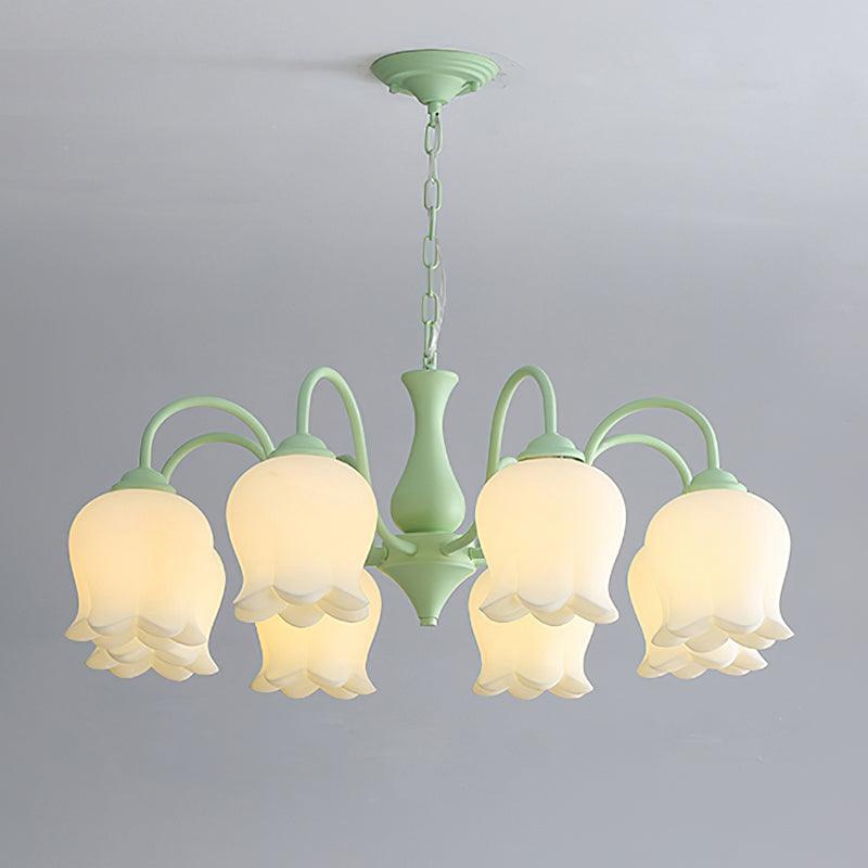 Elegant Lilium Chandelier 8 Heads ? 31.5″ x H 15.7″ / Dia 80cm x H 40cm / Green & White Chandelier