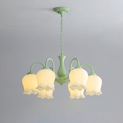 Elegant Lilium Chandelier 6 Heads Dia 27.6″ x H 13.8″ / Dia 70cm x H 35cm / Green & White Chandelier