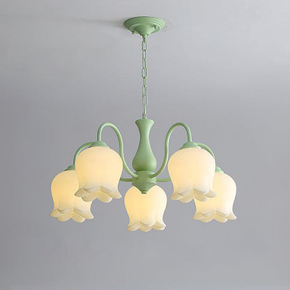 Elegant Lilium Chandelier 5 Heads ? 23.6″ x H 13.8″ / Dia 60cm x H 35cm / Green & White Chandelier