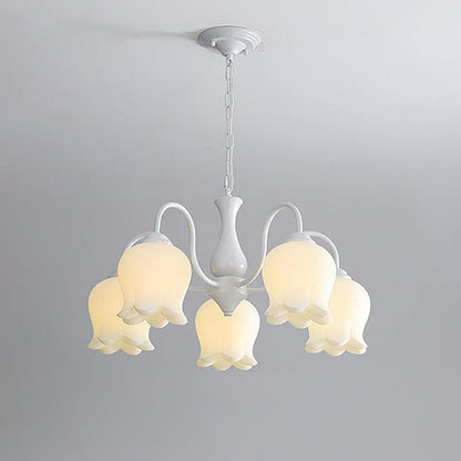Elegant Lilium Chandelier 5 Heads Dia 23.6″ x H 13.8″ / Dia 60cm x H 35cm / White & White Chandelier