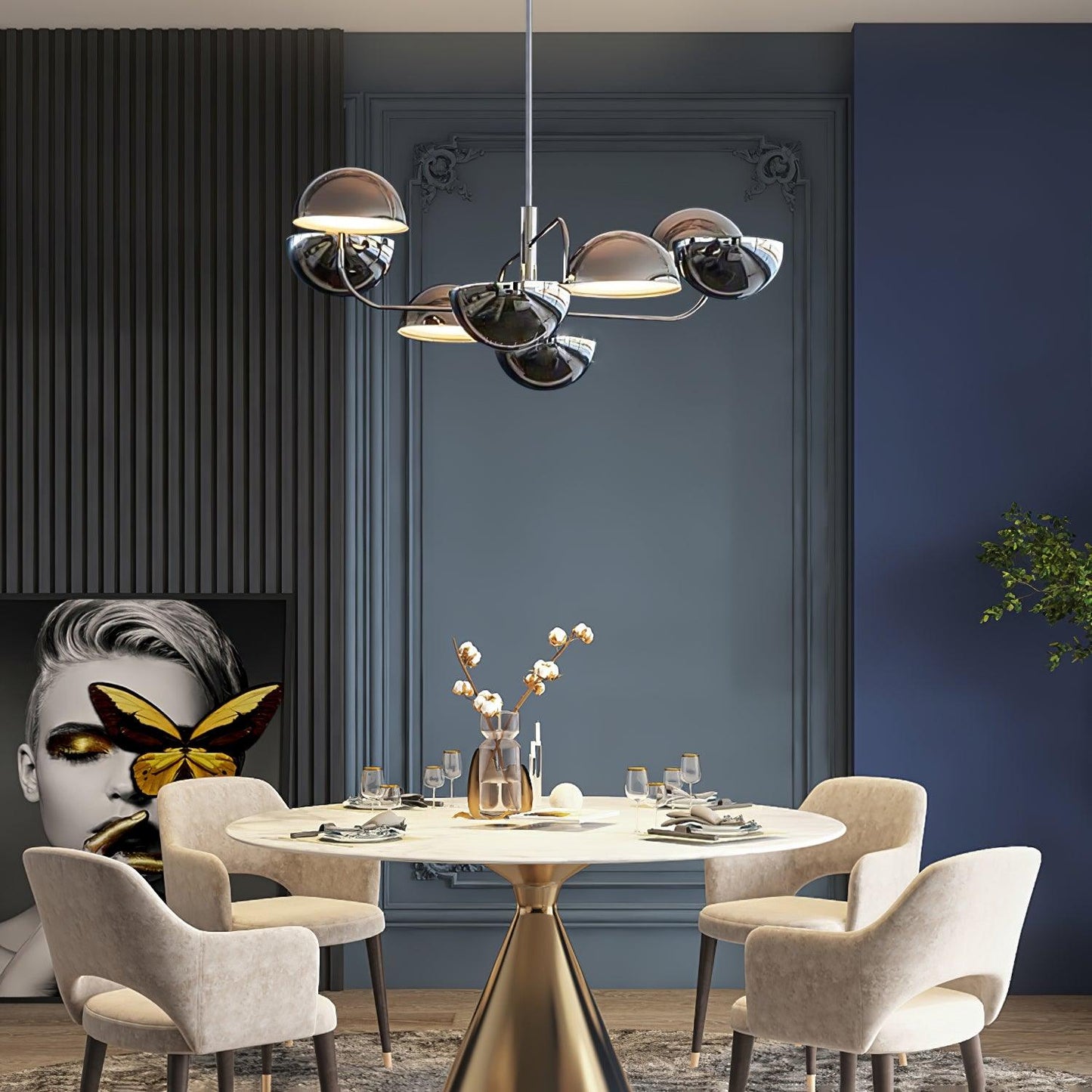 Elisabeth Penta Chandelier ? 31.5 x H 39″ / Dia 80cm x H 100cm / Black Chandelier