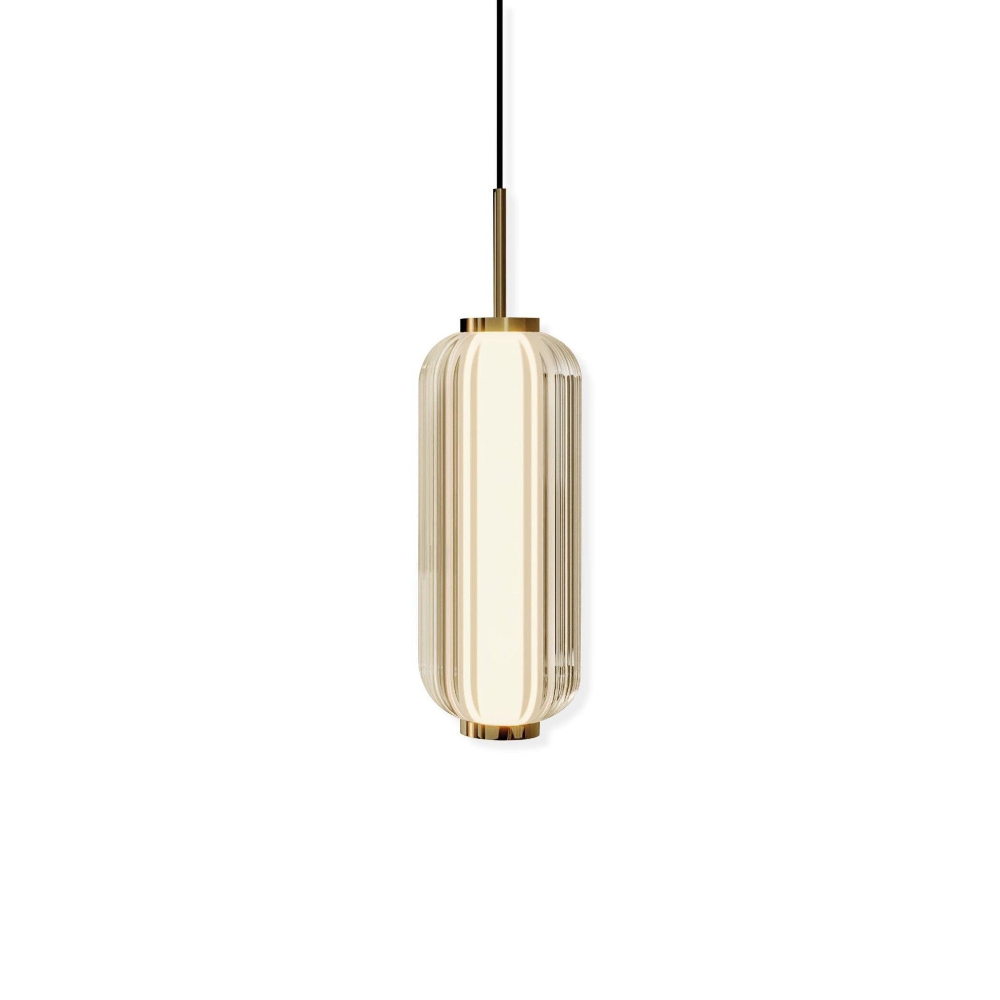 Elma Linear Pendant Lamp Dia 4.7″ x H 12.2″ / Dia 12cm x H 31cm / Gold & Clear & White / Warm Light Pendant light