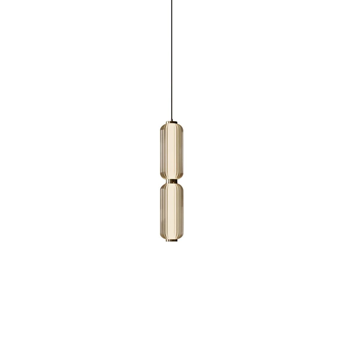 Elma Linear Pendant Lamp Dia 4.7″ x H 23.6″ / Dia 12cm x H 60cm / Gold & Clear & White / Warm Light Pendant light
