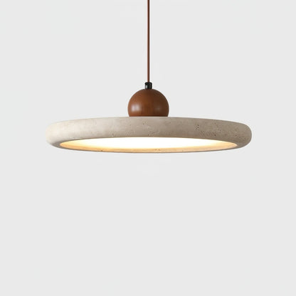 Elvora Pendant Lamp ? 15.7″ x H 3.7″ / Walnut Color & Yellow Travertine / Warm Light 1001 pendant Lamp