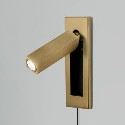 Embedded Bedside Plug-in Sconce Dia 5cm x H 15.5cm square (Hidden switch) / Copper / US Plug 1001 Wall lamp
