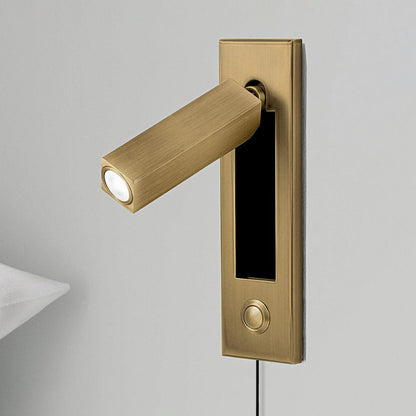 Embedded Bedside Plug-in Sconce Dia 5cm x H 17.8cm square (Button switch) / Copper / US Plug 1001 Wall lamp