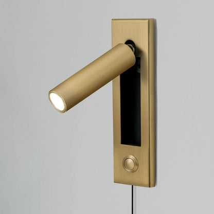 Embedded Bedside Plug-in Sconce Dia 5cm x H 17.8cm cylinder (Button switch) / Copper / US Plug 1001 Wall lamp