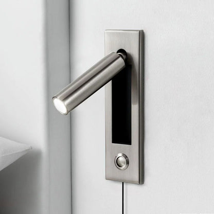 Embedded Bedside Plug-in Sconce Dia 5cm x H 17.8cm cylinder (Button switch) / Nickel / US Plug 1001 Wall lamp