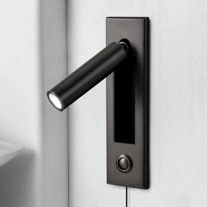 Embedded Bedside Plug-in Sconce Dia 5cm x H 17.8cm cylinder (Button switch) / Matt Black / US Plug 1001 Wall lamp