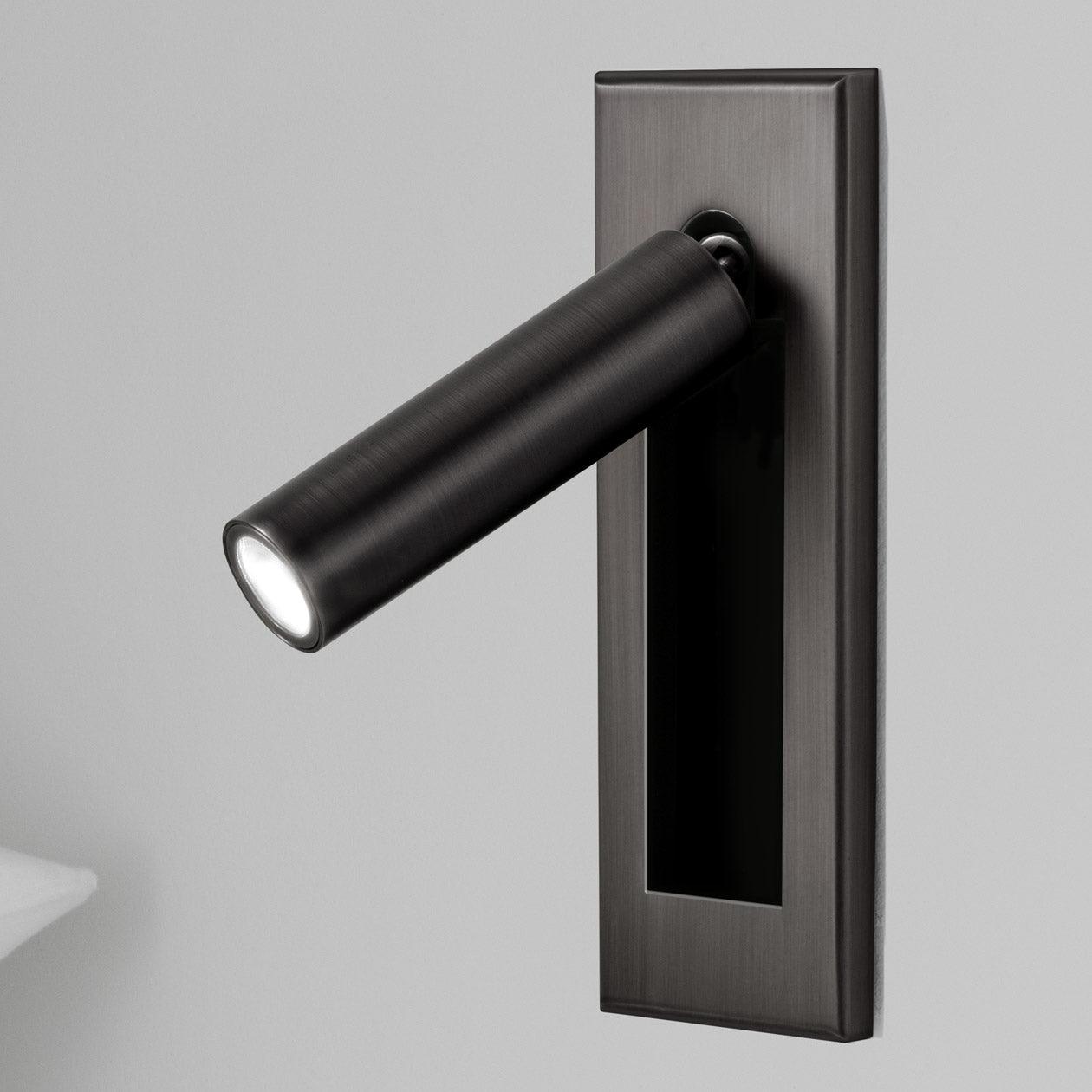 Embedded Bedside Sconce Dia 5cm x H 15.5cm cylinder (Hidden switch) / Matt Black / Warm White Wall lamp