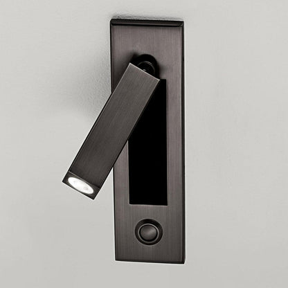 Embedded Bedside Sconce Dia 5cm x H 17.8cm square (Button switch) / Matt Black / Warm White Wall lamp
