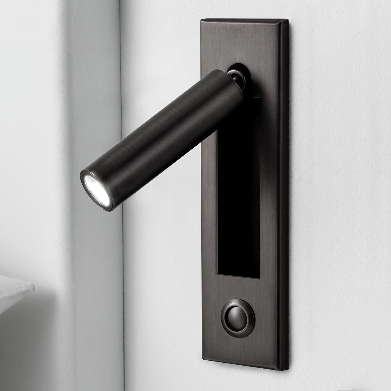 Embedded Bedside Sconce Dia 5cm x H 17.8cm cylinder (Button switch) / Matt Black / Warm White Wall lamp