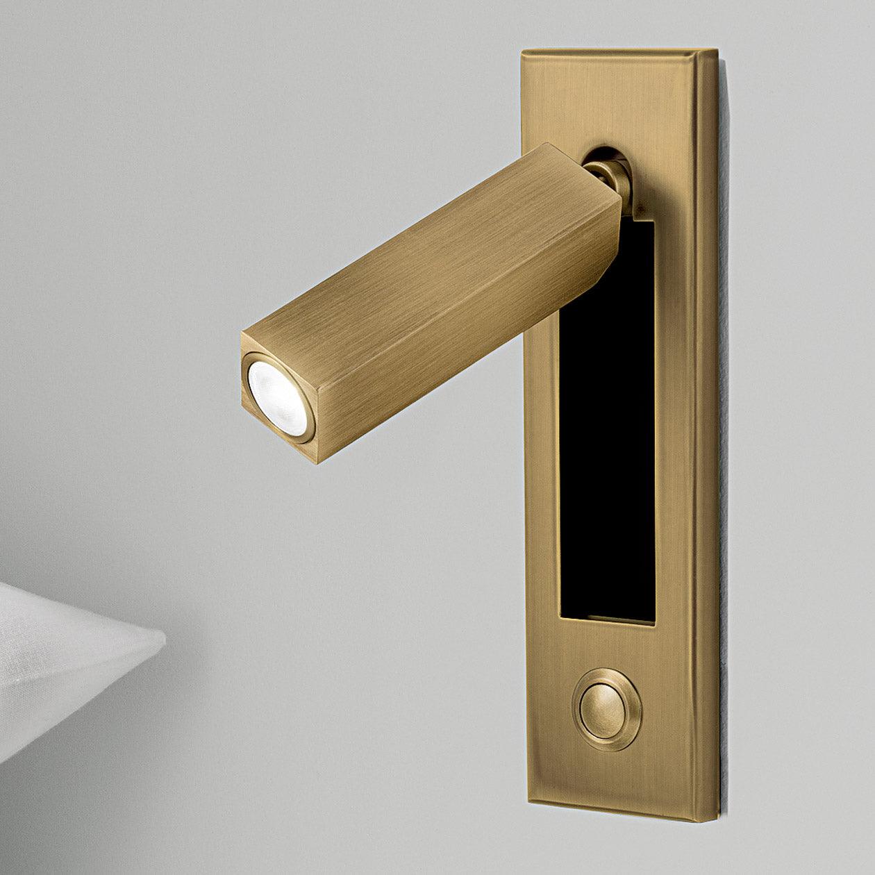 Embedded Bedside Sconce Dia 5cm x H 17.8cm square (Button switch) / Copper / Warm White Wall lamp