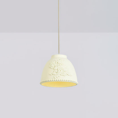 Embossed Flora Pendant Lamp Dia 11″ x H 8.7″ / Dia 28cm x H 22cm / Beige Pendant light