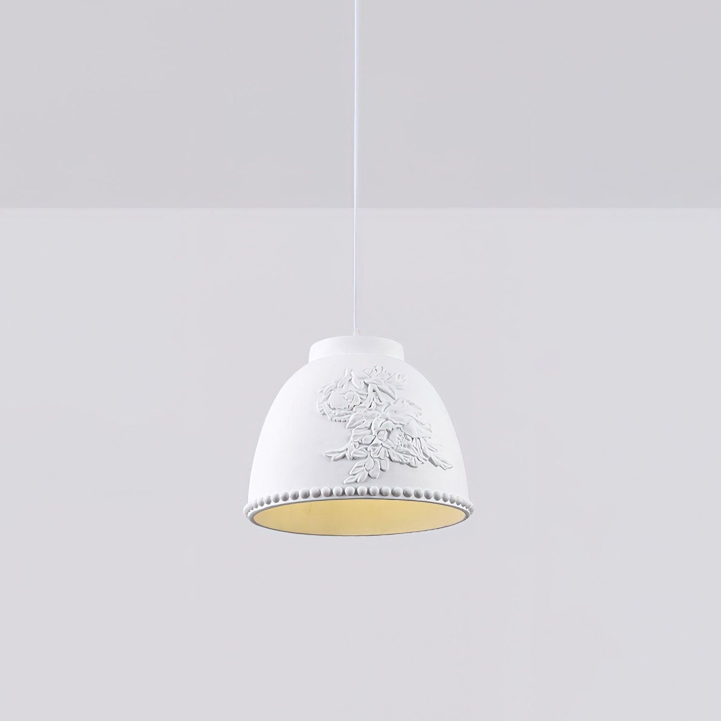 Embossed Flora Pendant Lamp Dia 11″ x H 8.7″ / Dia 28cm x H 22cm / White Pendant light