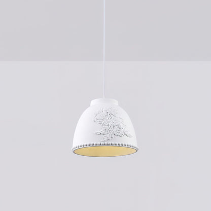 Embossed Flora Pendant Lamp Dia 11″ x H 8.7″ / Dia 28cm x H 22cm / White Pendant light