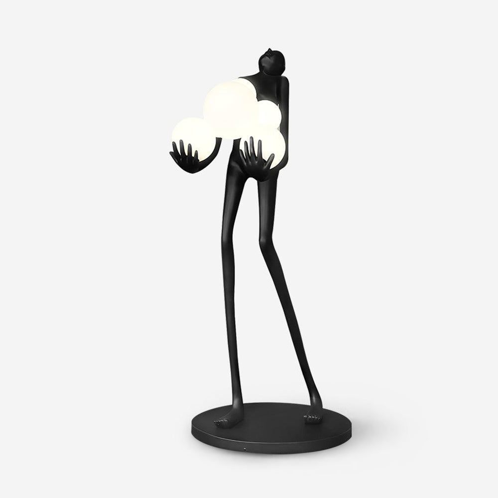 Embrace Sculpture Floor Lamp Dia 22.8″ x H 63″ / Dia 58cm x H 160cm / Black & White glass ball / US Plug Floor lamp