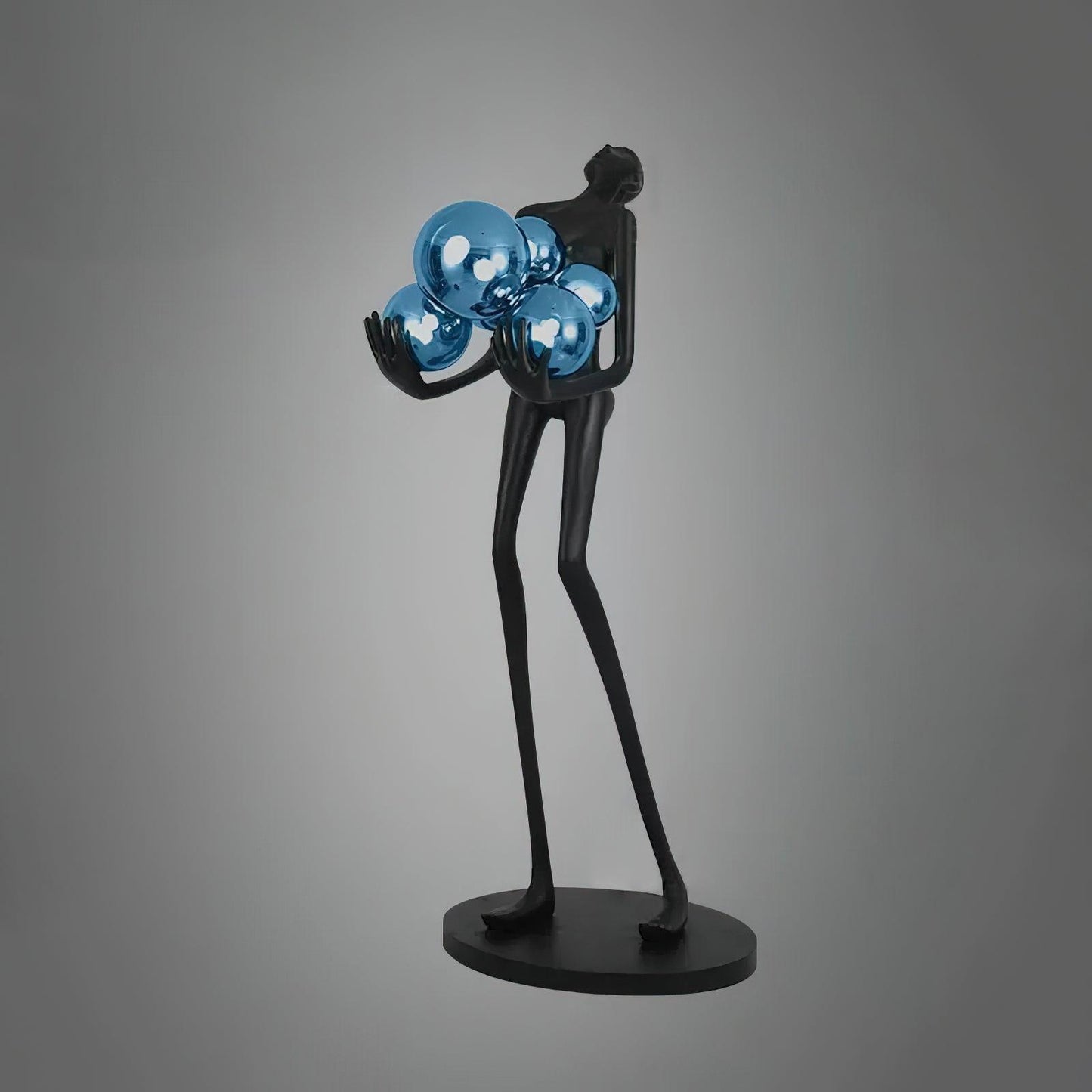 Embrace Sculpture Floor Lamp Dia 22.8″ x H 63″ / Dia 58cm x H 160cm / Black & Blue glass ball / US Plug Floor lamp