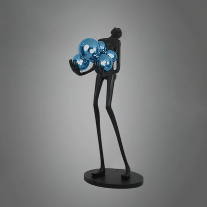 Embrace Sculpture Floor Lamp Dia 22.8″ x H 63″ / Dia 58cm x H 160cm / Black & Blue glass ball / US Plug Floor lamp