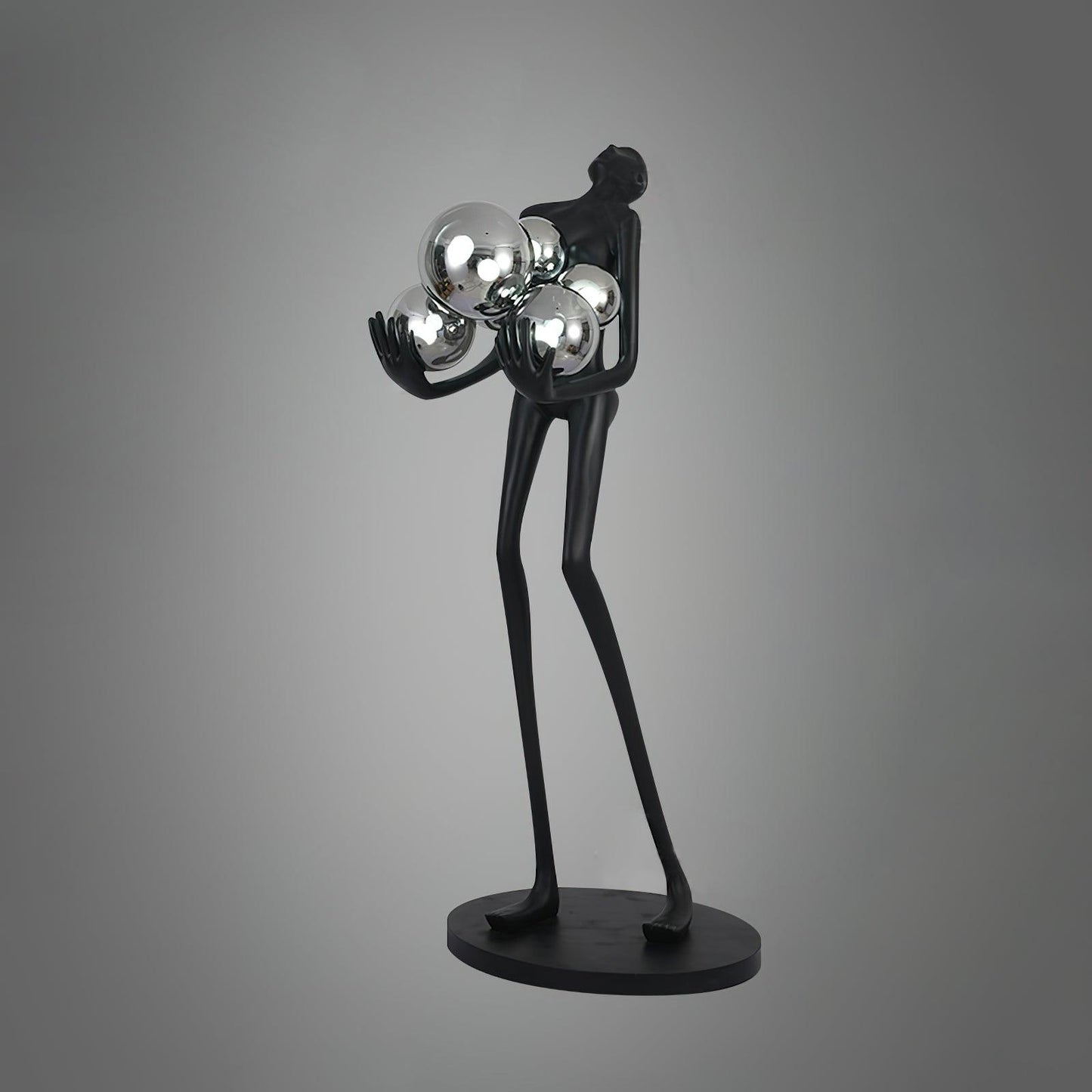 Embrace Sculpture Floor Lamp Dia 22.8″ x H 63″ / Dia 58cm x H 160cm / Black & Silver glass ball / US Plug Floor lamp