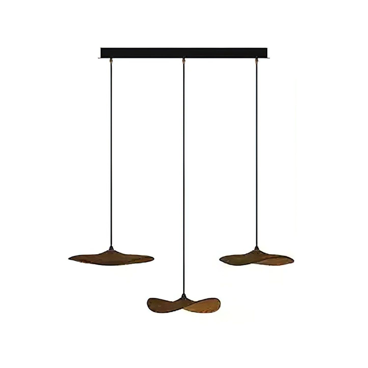 Empty Leaf Chandelier 3Heads L 33.5’’ x H 9.8’’ / Walnut Color / Warm Light Chandelier