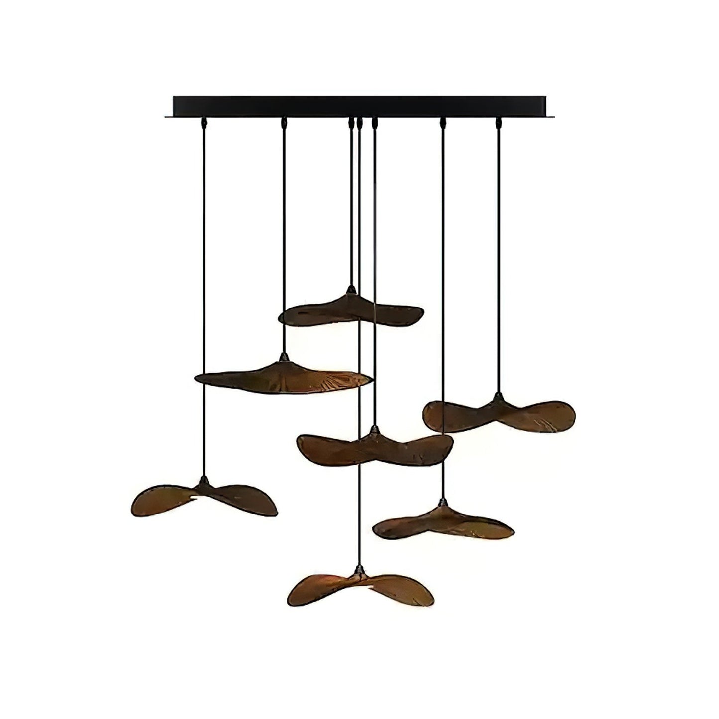 Empty Leaf Chandelier 7Heads Dia 31.5’’ x H 21.7’’ / Walnut Color / Warm Light Chandelier